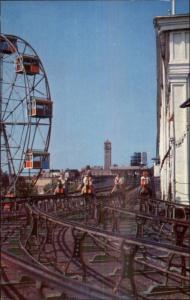 Coney Island Steeplechase Park Ferris Wheel c1950s Postcard #1 EXC COND