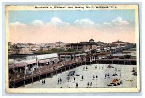 1929 Boardwalk At Wildwood Ave. Looking North Wildwood NJ Vintage Postcard