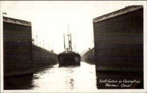 Panama Canal Lock Gates in Operation Real Photo Postcard