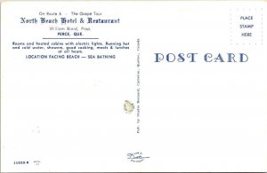 Perce Quebec Canada NORTH BEACH HOTEL~RESTAURANT~W Biard Roadside Rte 6 Postcard