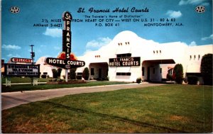 Postcard St. Francis Hotel Courts U.S. 31 - 80 & 82 in Montgomery, Alabama