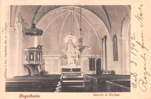 Sweden Old Vintage Antique Post Card Engleholm Interior af Kyrkan 1904