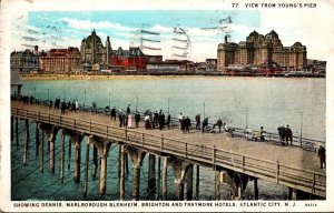 New Jersey Atlantic City View From Young's Pier 1929 Curteich