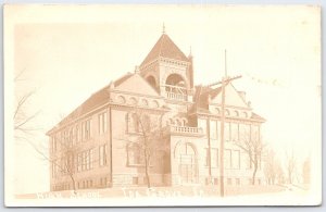 1909 Ida Grove, IA High School Building RPPC Postcard Iowa History