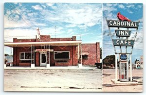 1960s PITTSFIELD IL CARDINAL INN CAFE NEON BIRD TELEPHONE BOOTH POSTCARD P2948