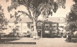 Vintage Postcard High School And Town Offices Lanark Dighton Massachusetts MA