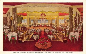 Chicago Illinois 1943 Postcard Marine Dining Room Edgewater Beach Hotel