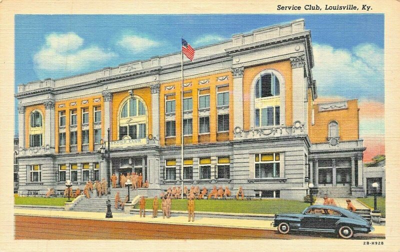 LOUISVILLE KENTUCKY~SERVICE CLUB FOR WW2 MILITARY~1942 POSTCARD