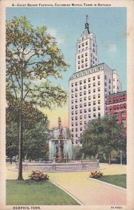 Tennesse Memphis Court Square Fountain Columbian Mutual Tower In Distance