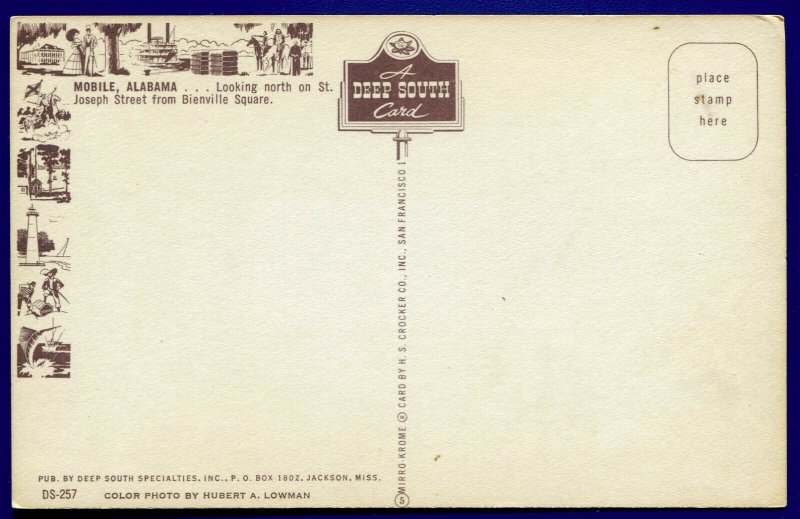 Mobile Alabama al Royal Street postcard