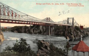 br105969 bridge and falls st john NB tide running up canada