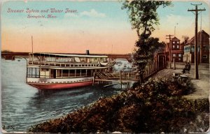 Springfield MA Steamer 'Sylvia' & Water Front c1911 RPO Postcard F28