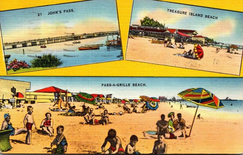 Florida Pass-A-Grille Beach St John's Pass & Treasure Island Beach 1947