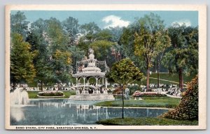 Saratoga Springs NY Band Stand At City Park New York Postcard C38
