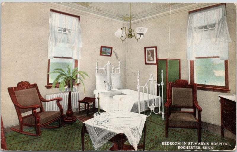 Rochester Minnesota~St Mary's Hospital Bedroom~4 Poster Bed~Rocking Chair~1915 