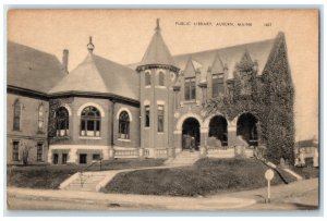 c1910's Public Library Building Auburn Maine ME Unposted Antique Postcard