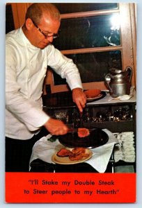 Long Island New York NY Postcard Herb McCarthys Bowden Square Chef Cooking 1960