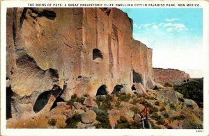 Ruins Puye Pajarito Park NM New Mexico WB Postcard VTG UNP CT American Art 