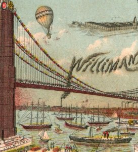 1880s Willimantic Spool Thread Hot Air Balloon Bridge Steamboats Mill P132