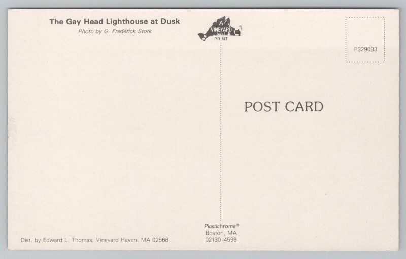 Lighthouse~Gay Head Lighthouse At Night~Vintage Postcard 