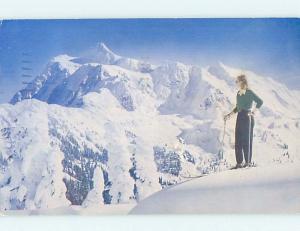 1952 WOMAN SKIING ON MOUNT SHUKSAN Glacier Deming Bellingham WA hn6072