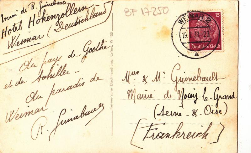 BF17250 weimar goethes gartenhaus  germany front/back image