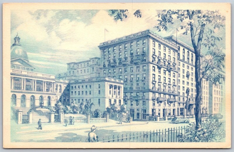 Vtg Boston Massachusetts MA Hotel Bellevue Beacon Hill 1940s Linen View Postcard