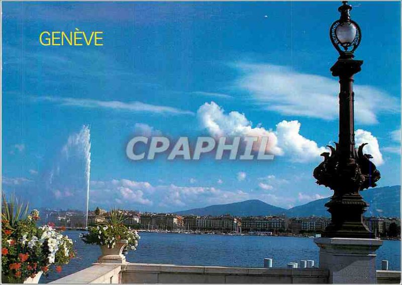 Modern Postcard Geneve Lakeside the water jet