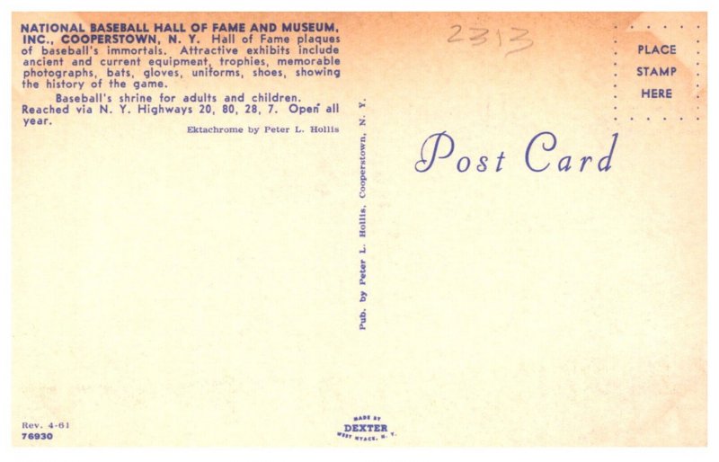 New York  Cooperston National Baseball Hall of Fame and Museum