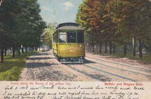 Scene Of The Route Of Yellow Car Bus Buffalo Niagara USA Postcard