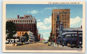 LOUISVILLE, KY Kentucky ~ Street Scene BROADWAY Bus Station c1940s  Postcard