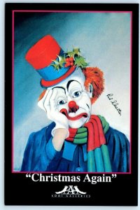 RED SKELTON Artist Signed CHRISTMAS AGAIN Clown ADDI GALLERIES 4x6 Postcard
