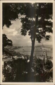Budapest Hungary View of the Danube Used Real Photo Postcard 1932