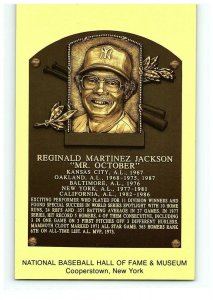 Reggie Jackson National Baseball Hall Of Fame Museum Yellow Plaque Postcard Ex 