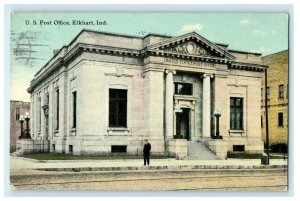 1911 Posted US Post Office, Elkhart Indiana IN Antique Postcard