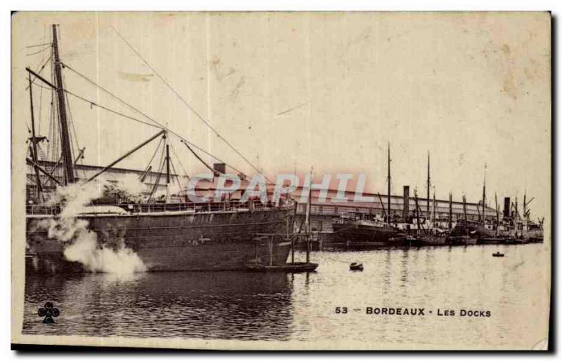 Old Postcard Bordeaux docks Boats