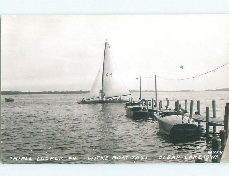 Pre-1950 rppc BOAT TAXI SERVICE Clear Lake - Near Mason City Iowa IA W0173