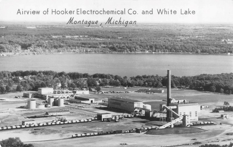 RPPC, Montague, MI Michigan  HOOKER ELECTROCHEMICAL CO~White Lake  1955 Postcard 