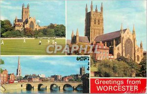 Modern Postcard Greetings from Worcester Cricket Ground and Cathedral River