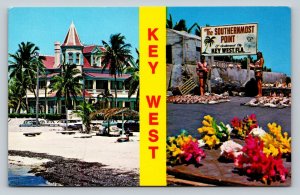 Scenes Of Southernmost Point & House in KEY WEST Florida Vintage Postcard 0827