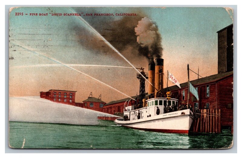 Postcard San Francisco California Fire Boat David Scannell pc3012