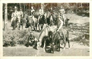 WI, Gresham, Wisconsin, Silver Spur Ranch, Island Lake, People On Horses, RPPC