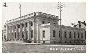 Vintage Postcard Post Office Postal Service Building Everett Washington WA