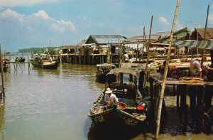 Vintage Postcard The Fishing Village Of Kukup Johor West Coast Peninsula Malaya