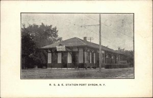 Port Byron New York NY RS&E RR Train Station Depot c1910 Postcard