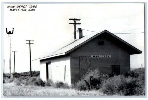 c1980 MILW Mapleton Iowa IA Railroad Train Depot Station RPPC Photo Postcard