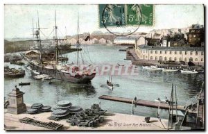 Old Postcard Before Brest Harbor Military Ship