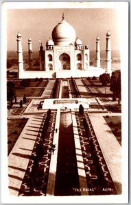 Taj Mahal Agra India Mausoleum Ivory-White Marble Real Photo RPPC Postcard