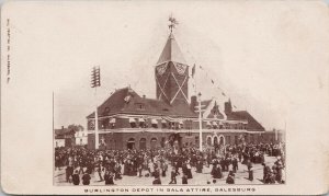 Burlington Depot in Gala Attire Galesburg Illinois IL Unused Postcard H17