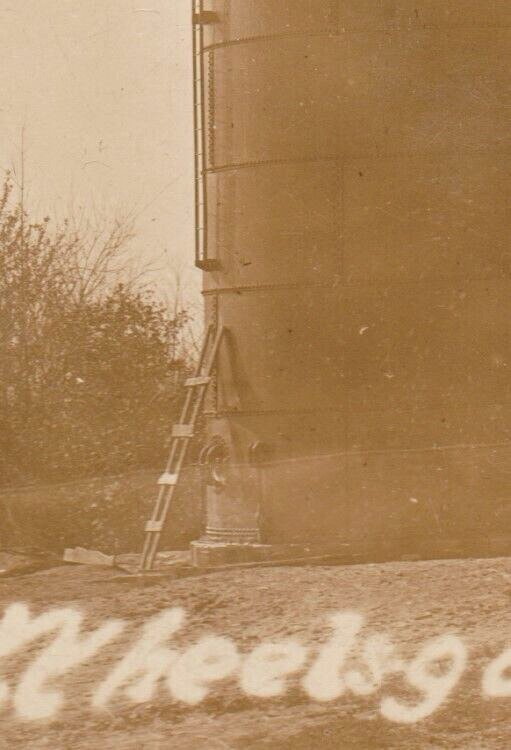 Angola INDIANA RPPC c1910 HALLOWEEN PRANKS Water Tower WAGON WHEELS Pranksters